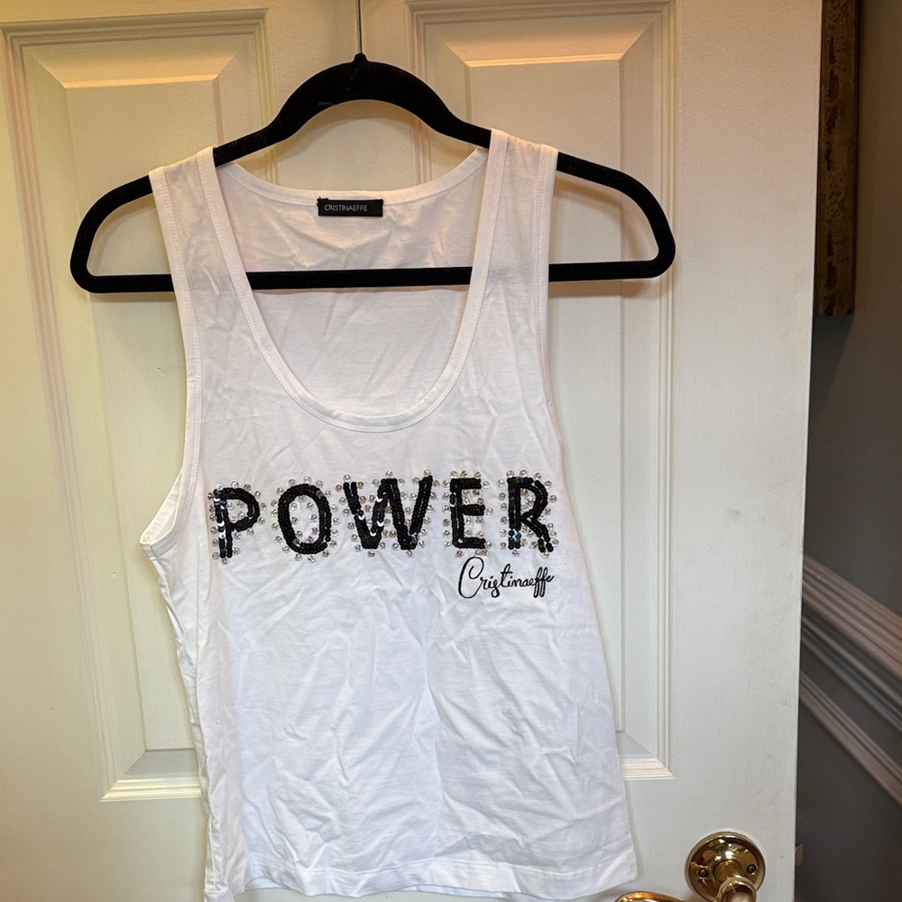Cristinaeffe Milan NWOT White Tank Top with Black Accents
